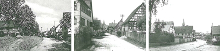 historical pictures of a street with houses